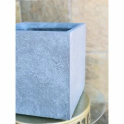 KANTE 10 in. W Square Slate Gray Lightweight Concrete/Fiberglass Indoor Outdoor Modern Elegant Planter -Green Haven Store slate gray kante plant pots osf0001a c60611 fa 1000