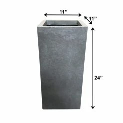 KANTE 24 in. H Square Slate Gray Concrete/Fiberglass Indoor Outdoor Elegant Tall Planter -Green Haven Store slate gray kante plant pots osf0002b c60611 fa 1000