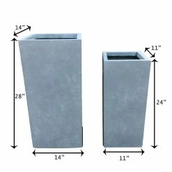 KANTE 28 in. and 24 in. H Square Slate Gray Concrete/Fiberglass Indoor Outdoor Modern Seamless Tall Planters (Set of 2) -Green Haven Store slate gray kante plant pots osf0002bc c60611 4f 1000