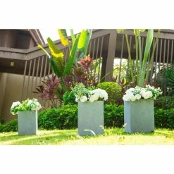 KANTE 19 in. x 16 in. and 13 in. H Square Slate Gray Concrete/Fiberglass Indoor Outdoor Elegant Planters (Set of 3) -Green Haven Store slate gray kante plant pots osf0007abc c60611 44 1000
