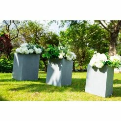 KANTE 19 in. x 16 in. and 13 in. H Square Slate Gray Concrete/Fiberglass Indoor Outdoor Elegant Planters (Set of 3) -Green Haven Store slate gray kante plant pots osf0007abc c60611 fa 1000