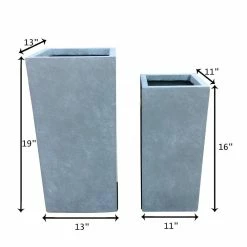 KANTE 19 in. and 16 in. H Square Slate Gray Concrete/Fiberglass Indoor Outdoor Modern Seamless Planters -Green Haven Store slate gray kante plant pots osf0007bc c60611 1f 1000