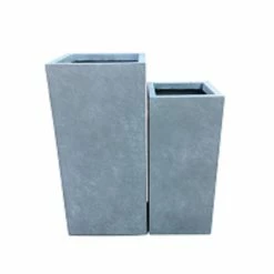 KANTE 19 in. and 16 in. H Square Slate Gray Concrete/Fiberglass Indoor Outdoor Modern Seamless Planters -Green Haven Store slate gray kante plant pots osf0007bc c60611 4f 1000