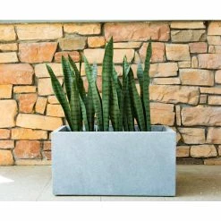 KANTE 23 in. L Rectangular Slate Gray Concrete/Fiberglass Indoor Outdoor Modern Planter -Green Haven Store slate gray kante plant pots osf0104a c60611 4f 1000