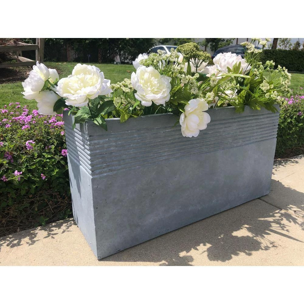 KANTE 31.5 in. L Rectangular Slate Gray Concrete/Fiberglass Indoor Outdoor Modern Elegant Planter 7 KANTE 31.5 in. L Rectangular Slate Gray Concrete/Fiberglass Indoor Outdoor Modern Elegant Planter - Image 5