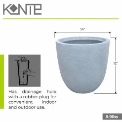 KANTE 12 in. Tall Slate Gray Lightweight Concrete Round Modern Outdoor Planter -Green Haven Store slate gray kante plant pots rc0050b c60611 44 1000