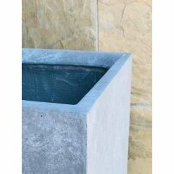 KANTE 28 in. Tall Slate Gray Lightweight Concrete Rectangle Modern Tapered Outdoor Planter (Set of 3) -Green Haven Store slate gray kante plant pots rf0002abc c60611 44 1000