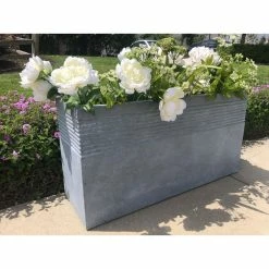 KANTE 31.5 in. L Slate Gray Lightweight Concrete Modern Rectangle Outdoor Planter -Green Haven Store slate gray kante plant pots rf0131b c60611 4f 1000