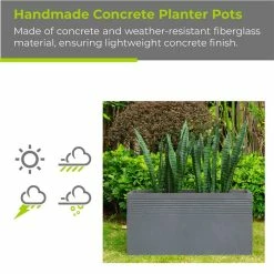 KANTE 31.5 in. L Slate Gray Lightweight Concrete Modern Rectangle Outdoor Planter -Green Haven Store slate gray kante plant pots rf0131b c60611 c3 1000