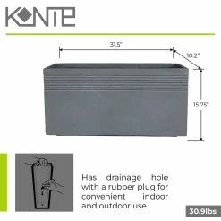KANTE 31.5 in. L Slate Gray Lightweight Concrete Modern Rectangle Outdoor Planter -Green Haven Store slate gray kante plant pots rf0131b c60611 fa 1000