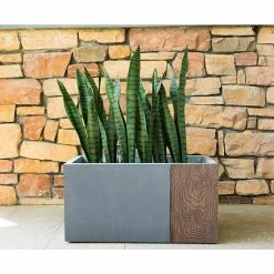 KANTE 31 in. L Rectangular Timber Ridge Concrete/Fiberglass Indoor Outdoor Elegant Long Planter -Green Haven Store timber ridge kante plant pots osf0219b c80811 1f 1000