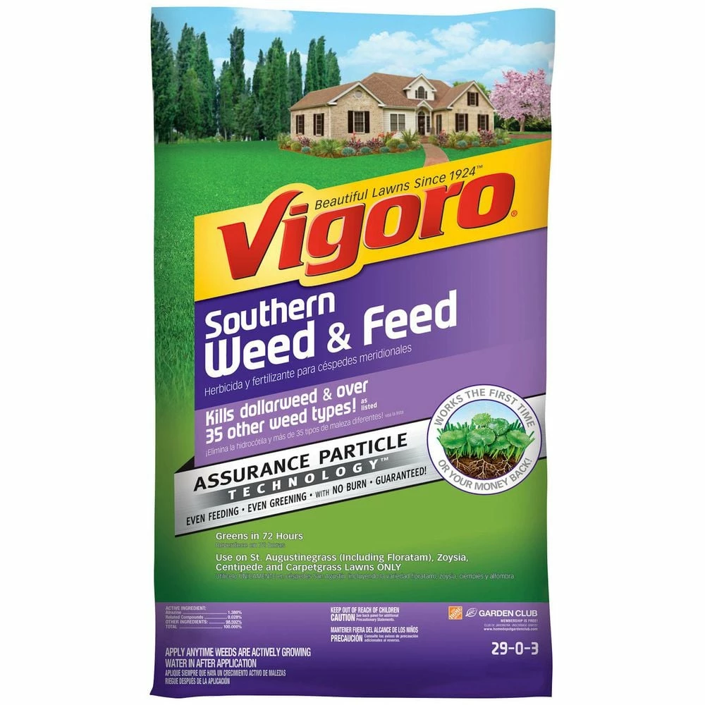 Vigoro 32 lbs. 10,000 sq. ft. Weed and Feed Weed Killer Plus Lawn Fertilizer for Southern Grass Types 3 Vigoro 32 lbs. 10,000 sq. ft. Weed and Feed Weed Killer Plus Lawn Fertilizer for Southern Grass Types