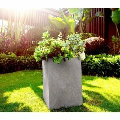 KANTE 19 in. H Square Weathered Concrete/Fiberglass Indoor Outdoor Modern Seamless Planter -Green Haven Store weathered concrete kante plant pots osf0007c c80021 2 1f 1000