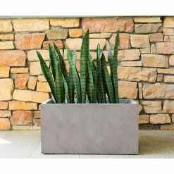 KANTE 31 in. L Rectangular Weathered Concrete/Fiberglass Indoor Outdoor Elegant Planter -Green Haven Store weathered concrete kante plant pots osf0104b c80021 2 4f 1000
