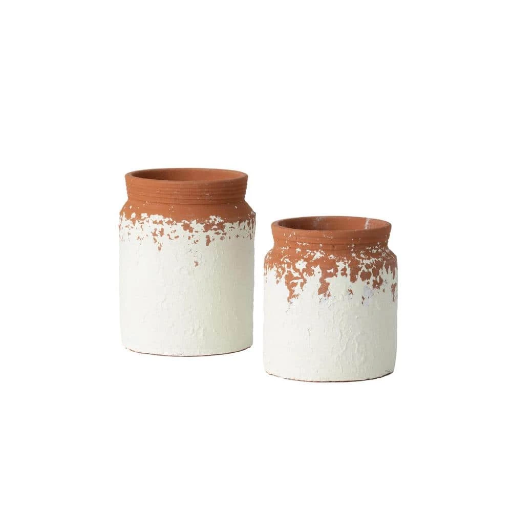 SULLIVANS White Ceramic Speckled Container (Set of 2) 3 SULLIVANS White Ceramic Speckled Container (Set of 2)