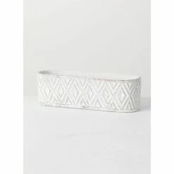 SULLIVANS White Diamond Pattern Cement Double Planter