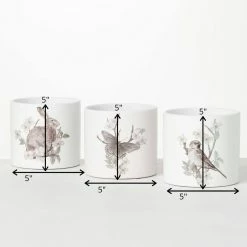 SULLIVANS Spring Print Decorative Pots - Set of 3 -Green Haven Store white sullivans plant pots cmt1199 44 1000