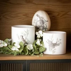 SULLIVANS Spring Print Decorative Pots - Set of 3 -Green Haven Store white sullivans plant pots cmt1199 4f 1000