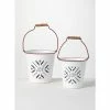 SULLIVANS White Joy Snowflake Metal Bucket (Set of 2) -Green Haven Store white sullivans plant pots met1751 64 1000
