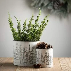 SULLIVANS White Weathered Metal Tree Planters - Set of 3 -Green Haven Store white sullivans plant pots met1806 4f 1000