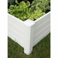 Vigoro 4 ft. x 4 ft. x 15 in. White Vinyl Raised Garden Bed 12 Vigoro 4 ft. x 4 ft. x 15 in. White Vinyl Raised Garden Bed -Green Haven Store white vigoro raised planter boxes 26001v 1f 1000