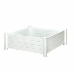 Vigoro 4 ft. x 4 ft. x 15 in. White Vinyl Raised Garden Bed 13 Vigoro 4 ft. x 4 ft. x 15 in. White Vinyl Raised Garden Bed -Green Haven Store white vigoro raised planter boxes 26001v 44 1000
