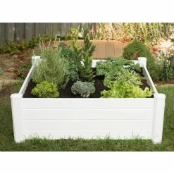Vigoro 4 ft. x 4 ft. x 15 in. White Vinyl Raised Garden Bed 11 Vigoro 4 ft. x 4 ft. x 15 in. White Vinyl Raised Garden Bed -Green Haven Store white vigoro raised planter boxes 26001v 4f 1000