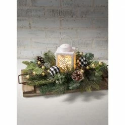 SULLIVANS 8.75 in. Snowflake Lantern with LED Pillar Candle -Green Haven Store whites sullivans outdoor lanterns sea44233ln 44 1000