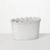 SULLIVANS White Scalloped Edge Cement Garden Pot -Green Haven Store whitewashed sullivans plant pots cmt1215 64 1000