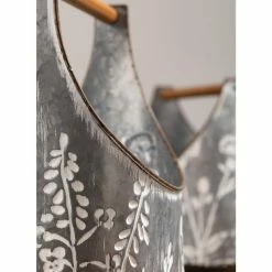 SULLIVANS Whitewashed Metal Flower Trug With Handles (Set of 2) -Green Haven Store whitewashed sullivans plant pots met1699 1f 1000